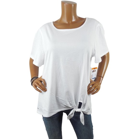 Nautica Tops - NAUTICA Top 2X New Shirt Side Tie Hem Logo 100% Cotton Blouse Casual White